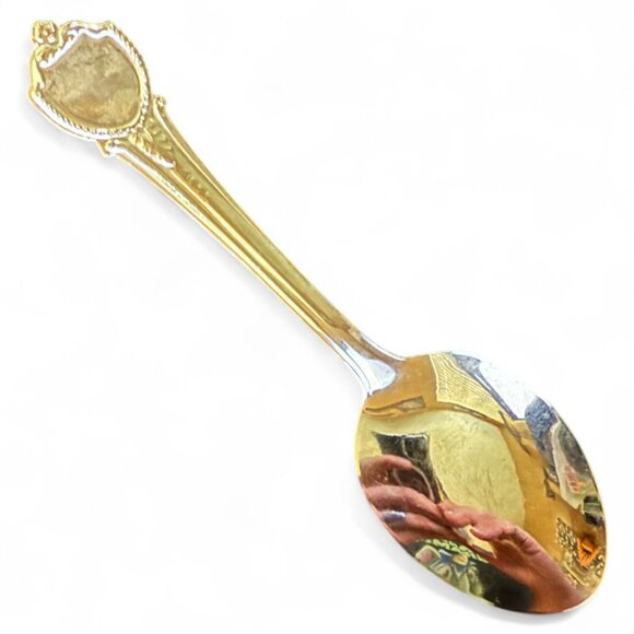 Vintage New York Souvenir Spoon 4.5" Collectible Gold-Tone Statue Of Liberty Des - Picture 2 of 5